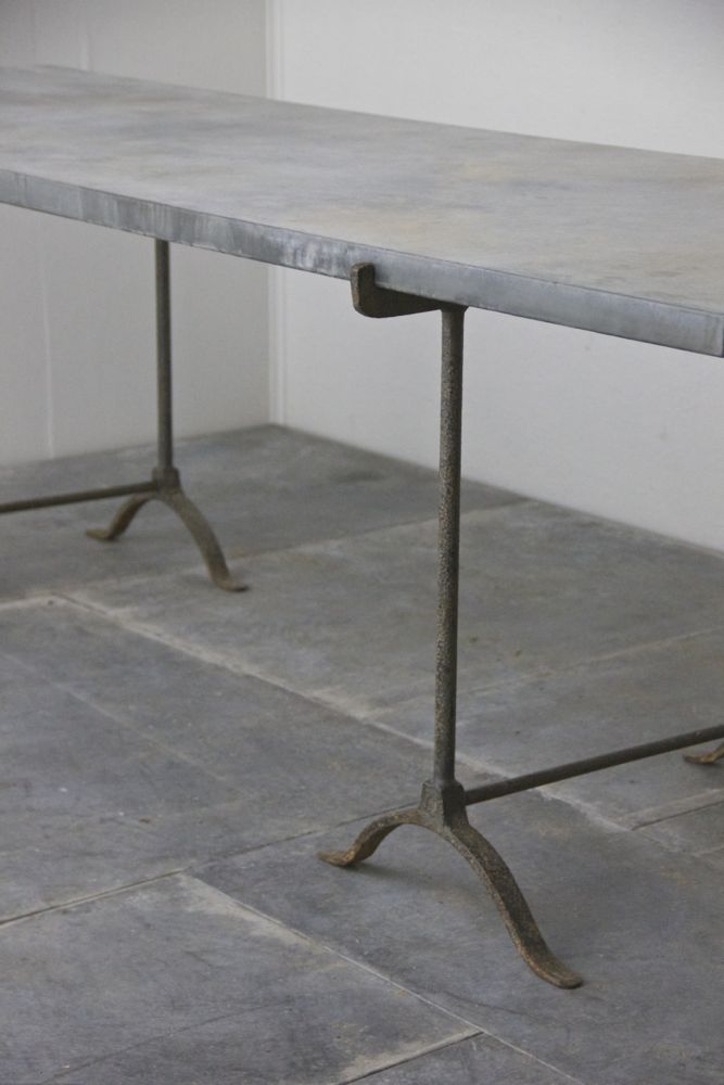 A C19th Weathered Zinc Top Trestle Table A C19th Weathered Zinc Top Trestle Table