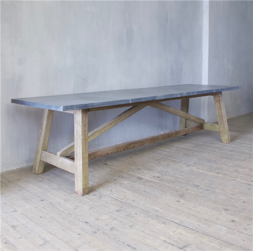 A Zinc and Ash Garden Dining Table